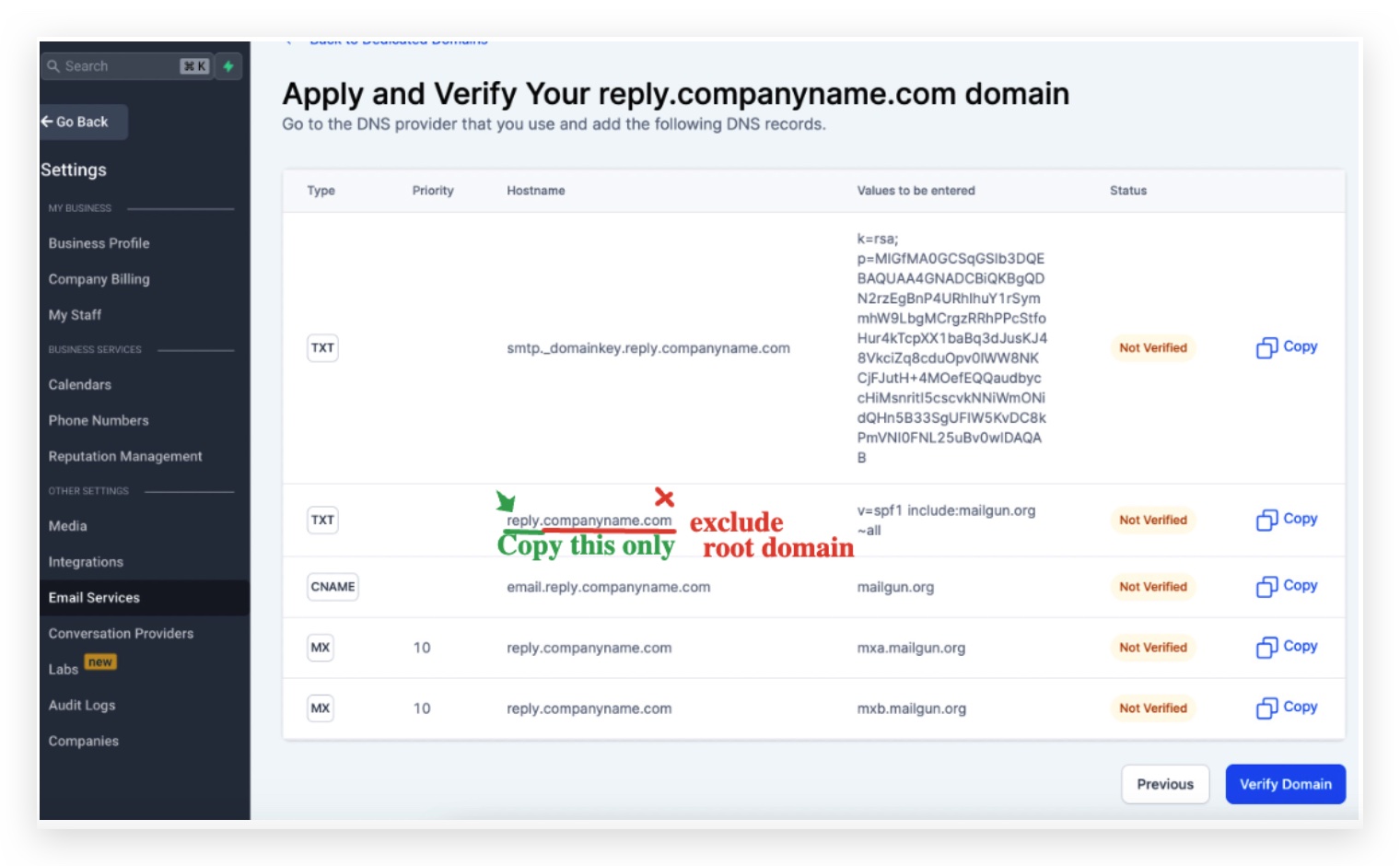 Name field for 1st TXT record in Siteground