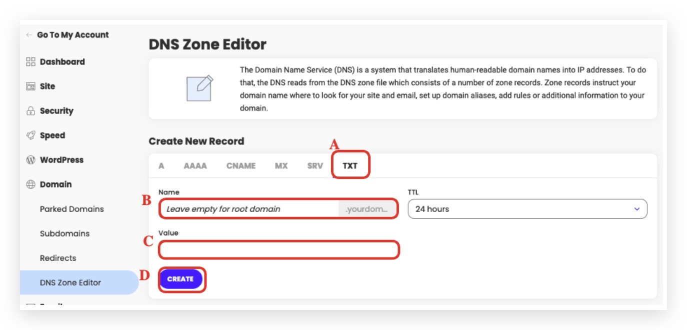 Clicking + Add Record to add a second DNS record