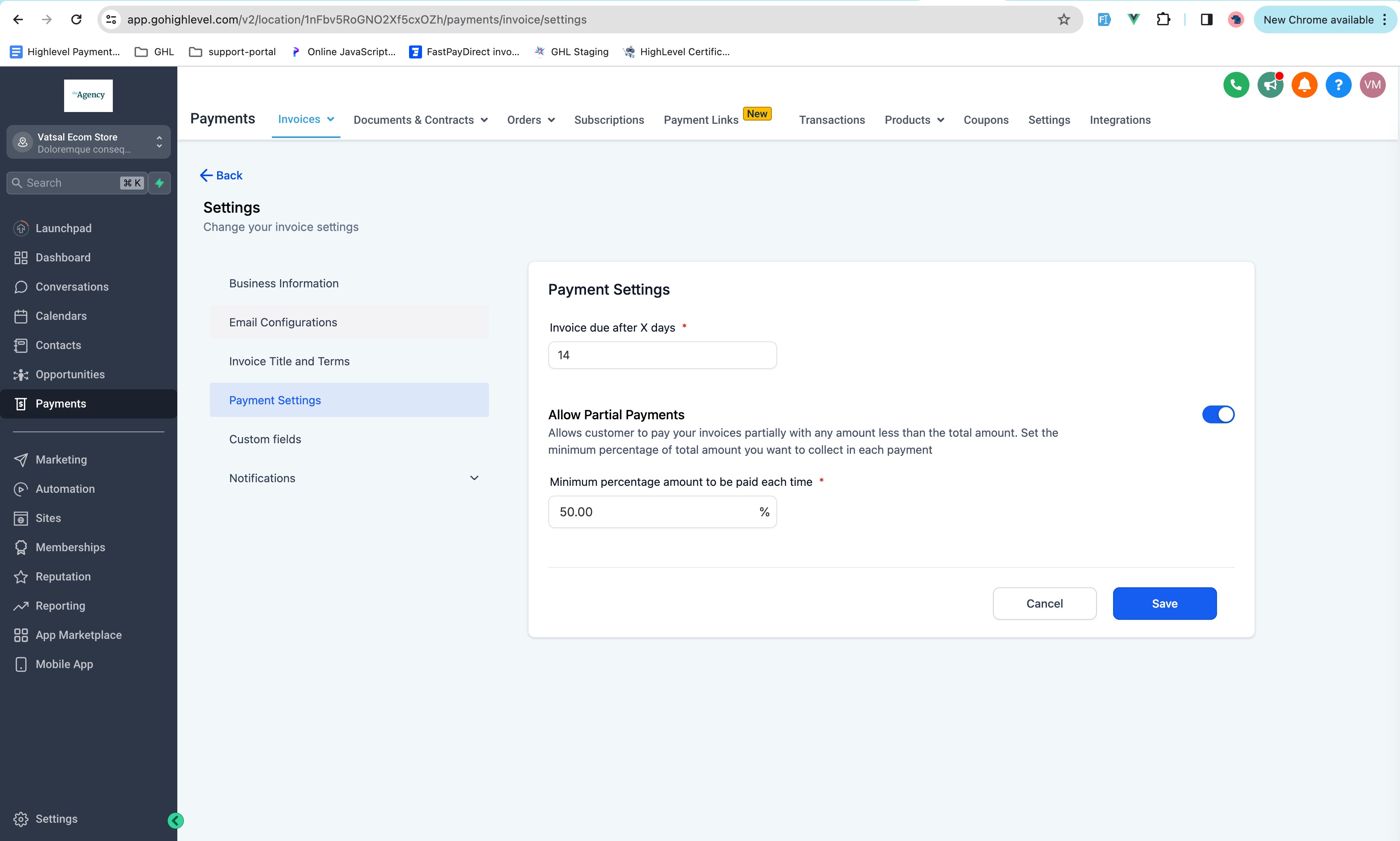 Partial Payments Dashboard