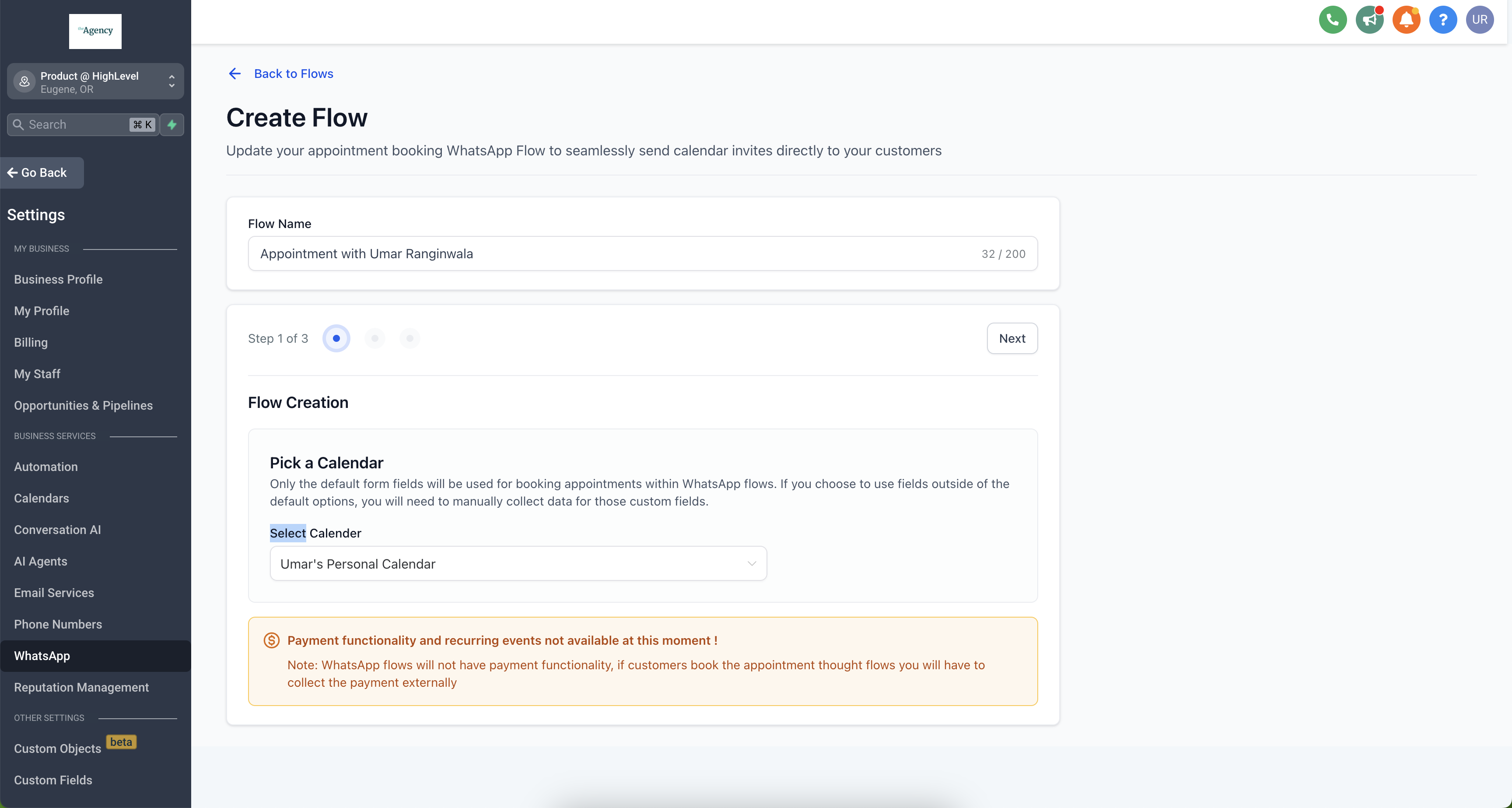 Create new Flow form
