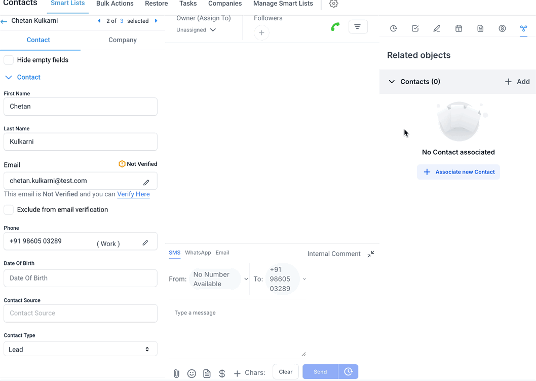 Adding an associated record from a contact record