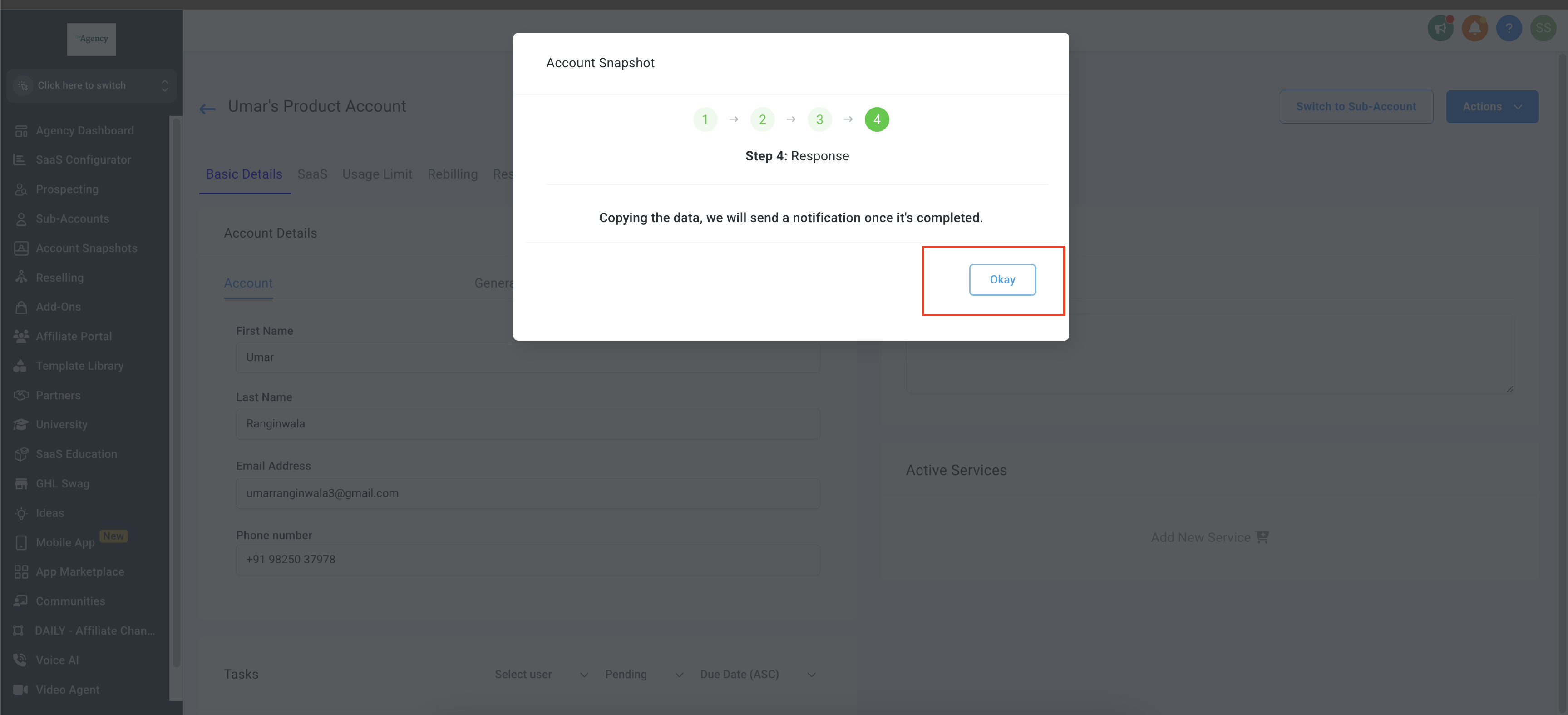 Complete the process and click OK
