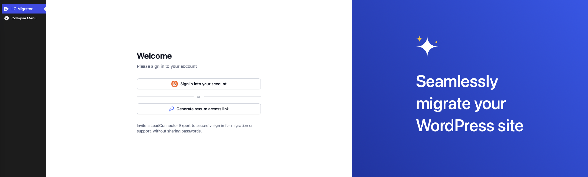 LC Migrator Welcome screen LC Migrator Welcome screen