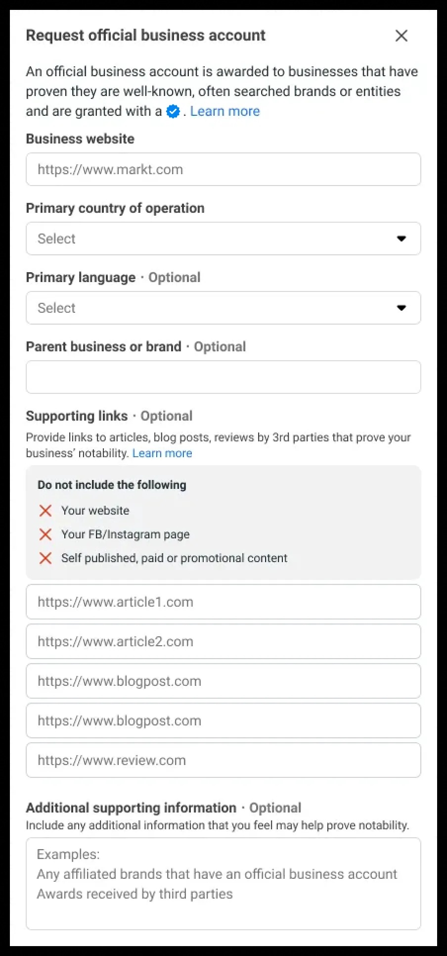 OBA request form