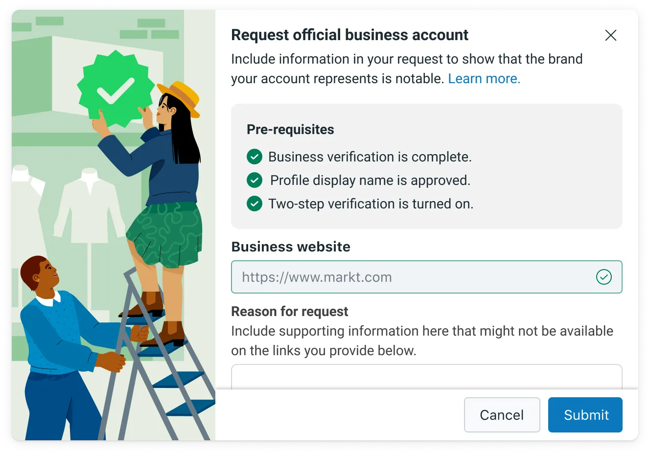 Requesting an Official Business Account