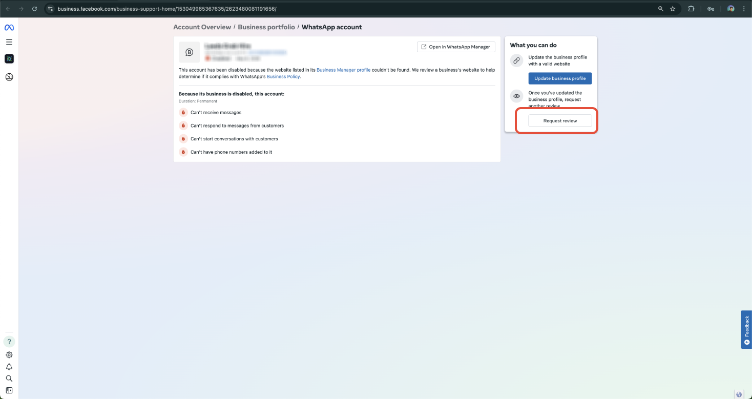 Request Review option