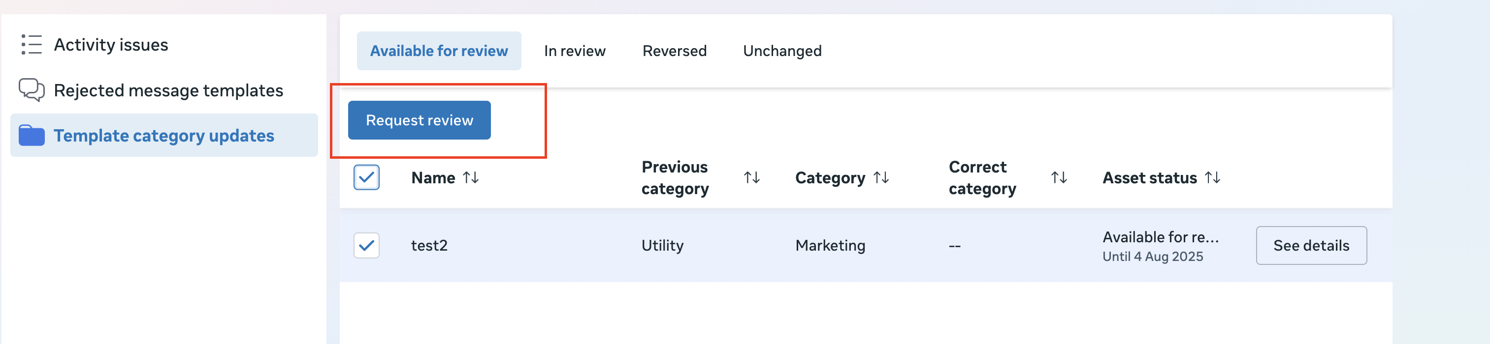 Request Review button