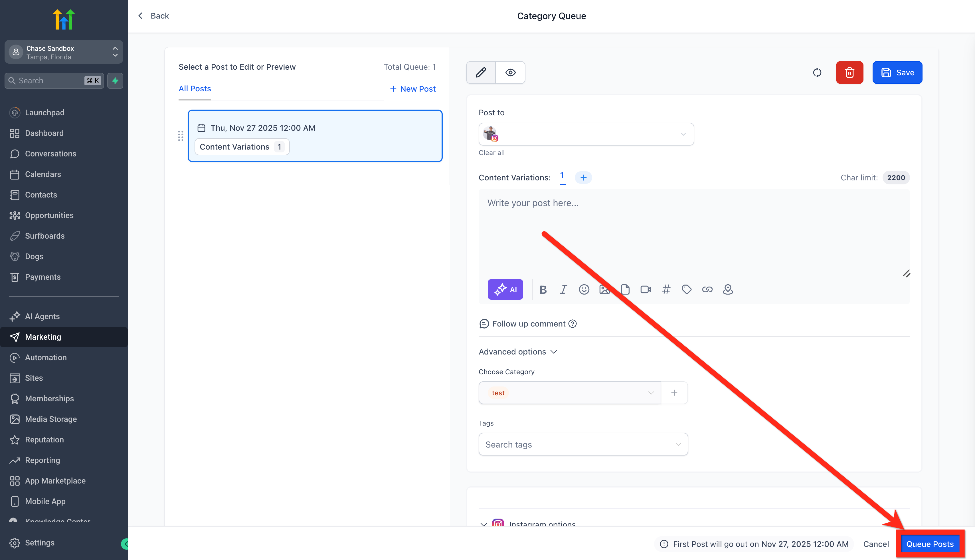 Resolve queue errors and activate the Category Queue