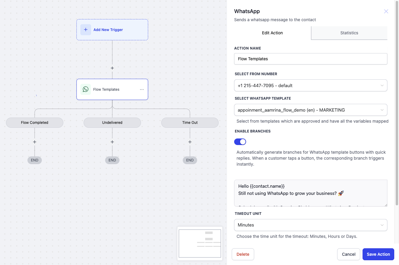 WhatsAppV2 workflow configuration