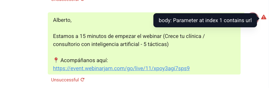 URL in body parameter error