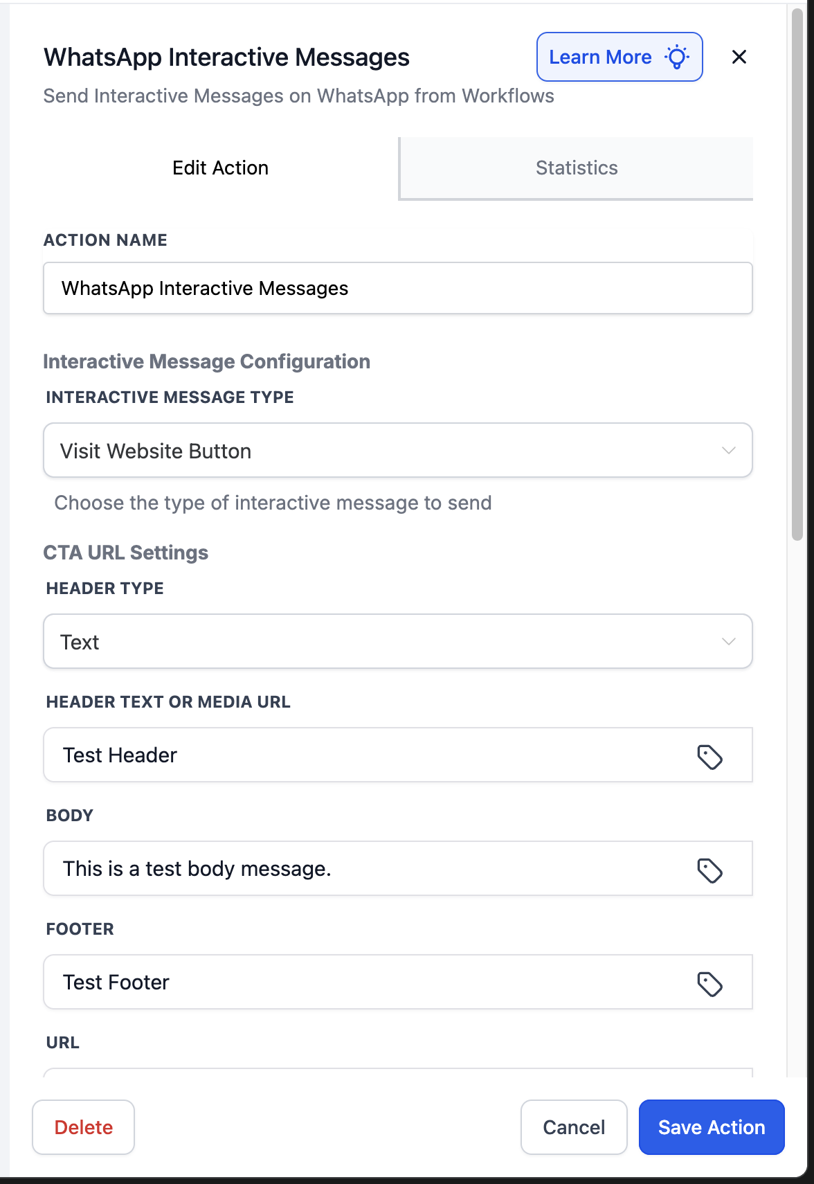 CTA URL button example 1