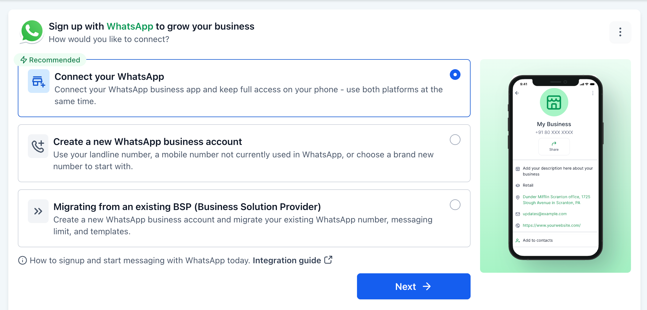 Onboarding path selection screen