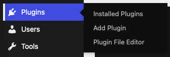 WordPress Plugins menu showing Add Plugin
