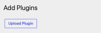Add Plugins page with Upload Plugin button