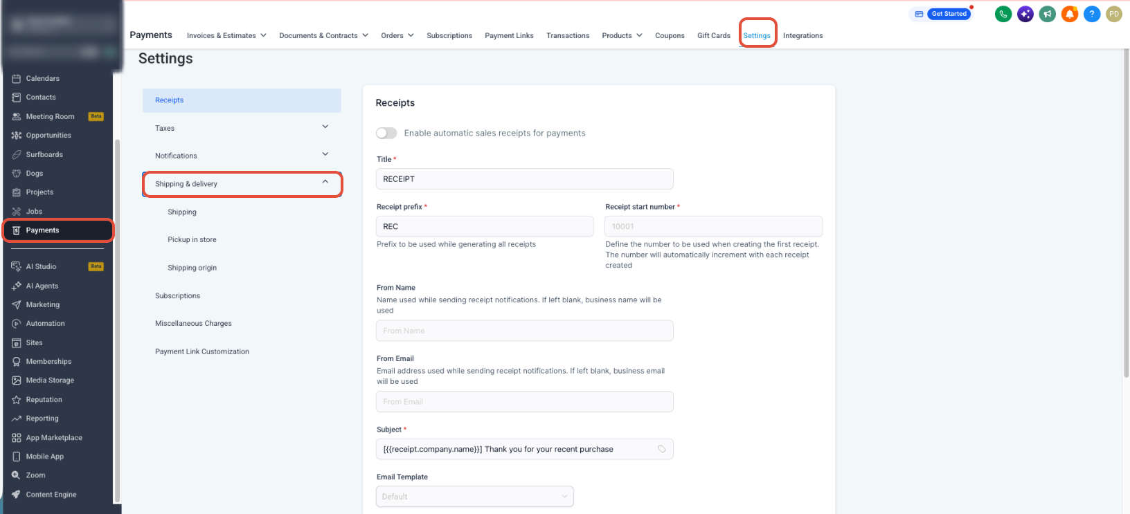 Pickup in Store settings showing pickup location configuration