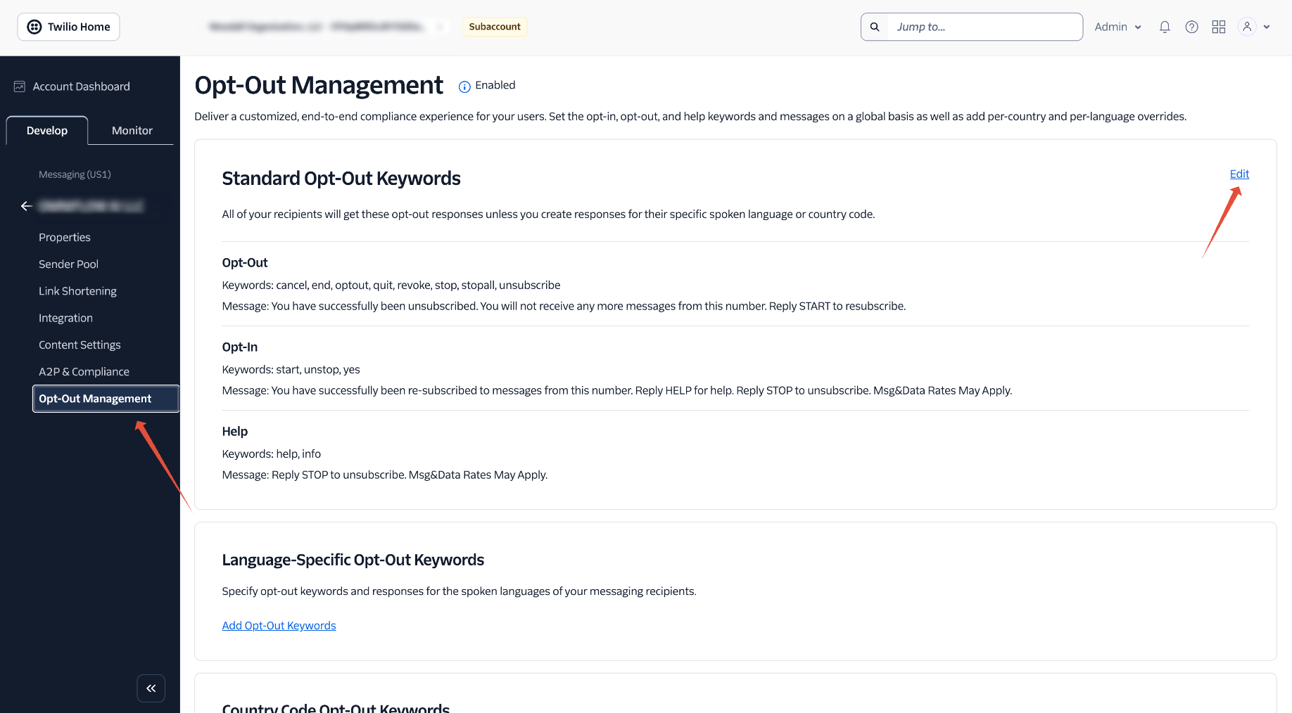 Enable Advanced Opt-Out button