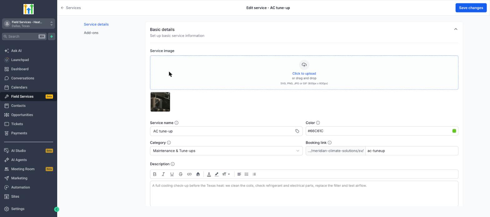 New service form