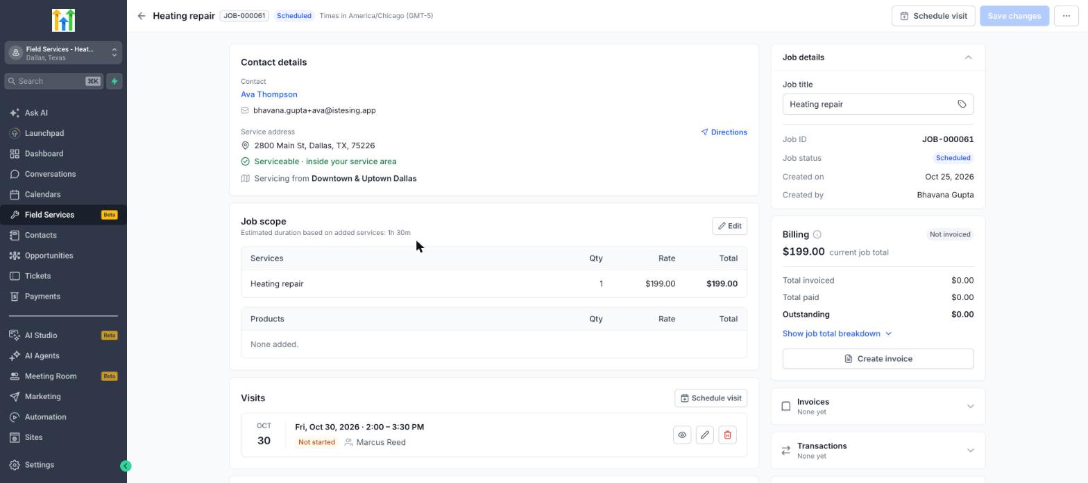 Job page