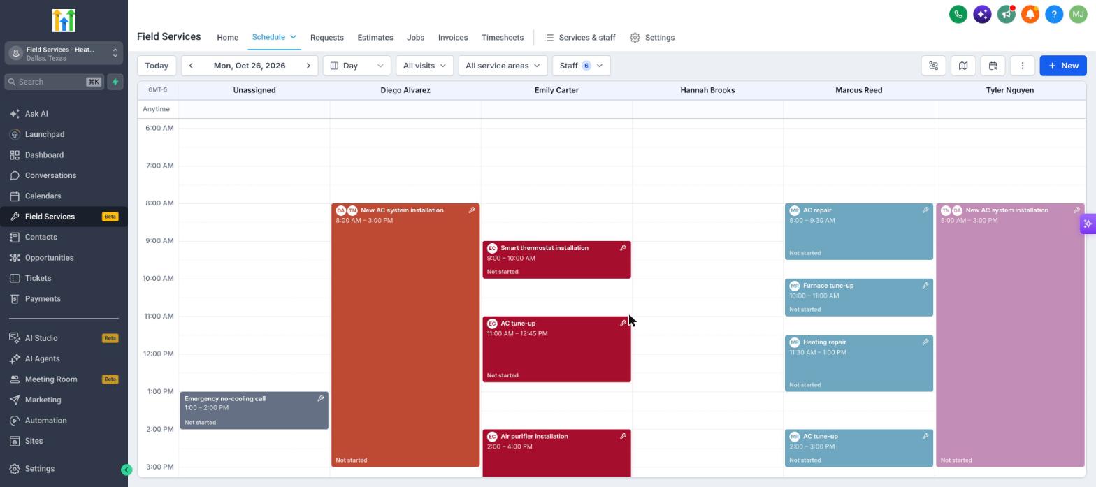 Schedule calendar view