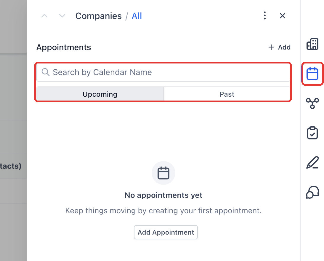 Step 1: Open a Company and select Appointments on the right.