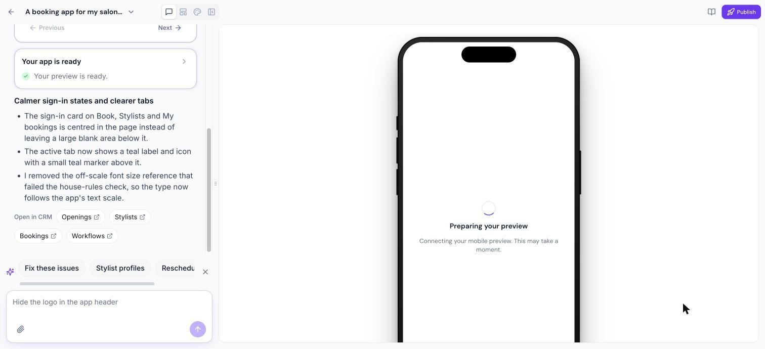 Refining your app through chat