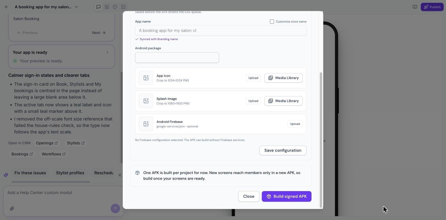 Android APK assets and Build signed APK