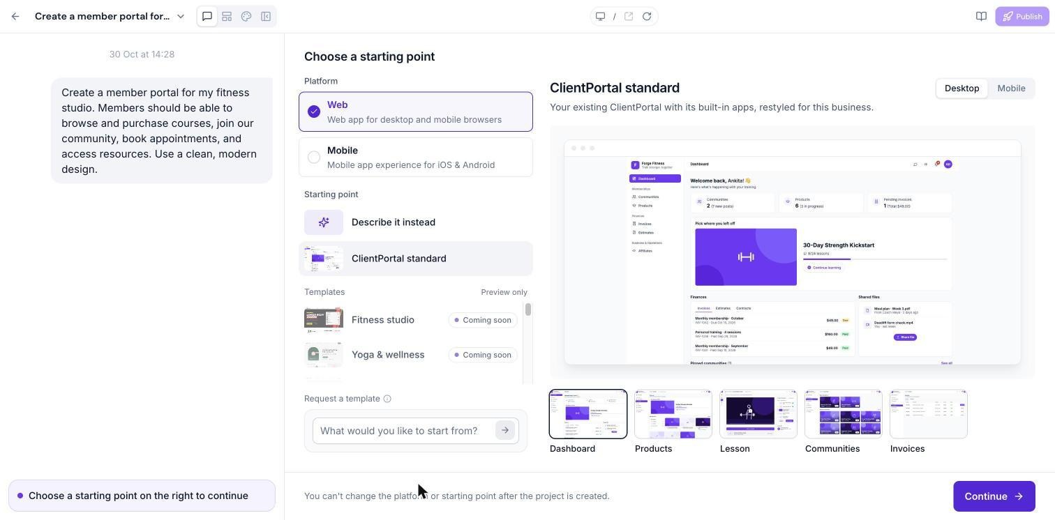 ClientPortal standard starting point