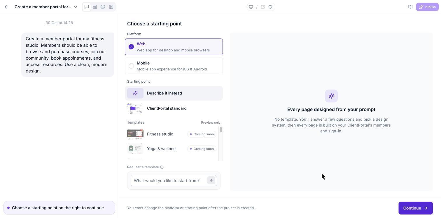 Choosing Web or Mobile and a starting point
