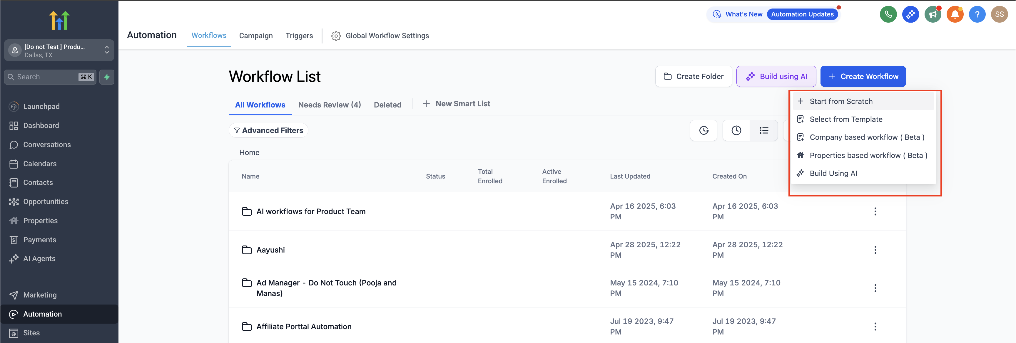 Start from scratch and create a new workflow