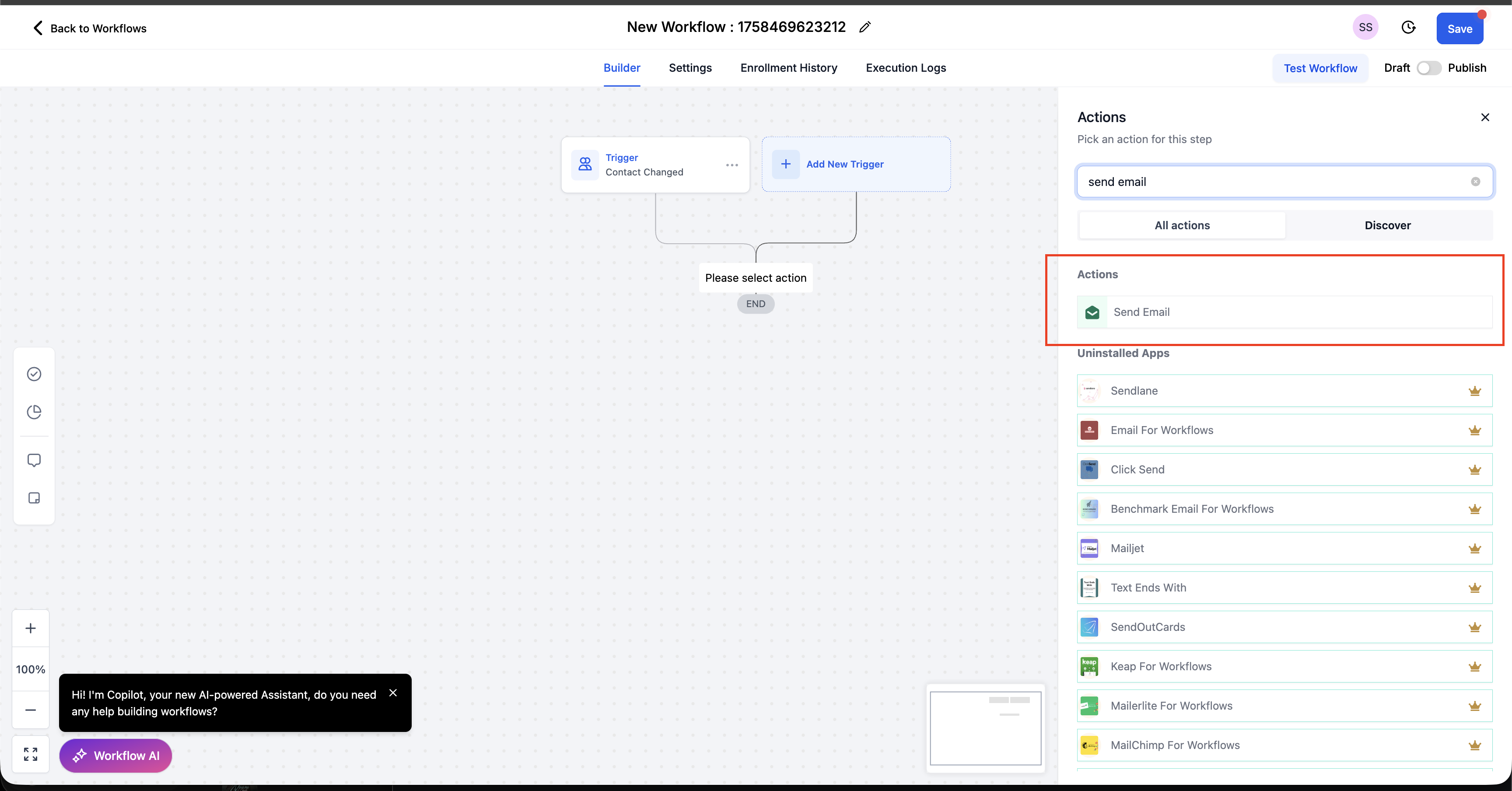 Add a Send Email action to the workflow
