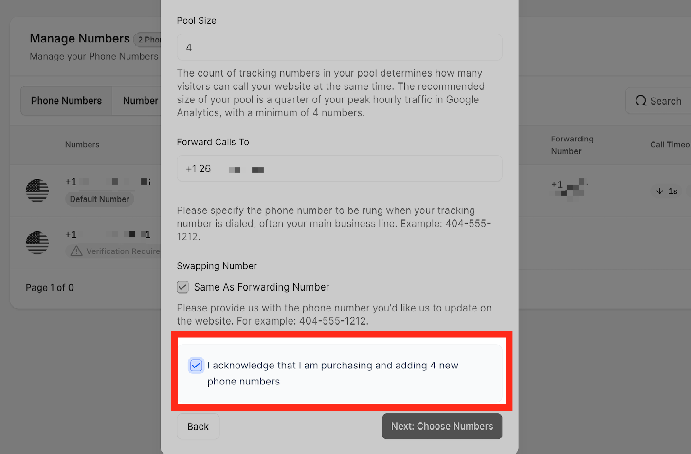 Acknowledge purchase checkbox