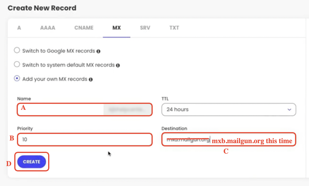 Add second MX record form in SiteGround