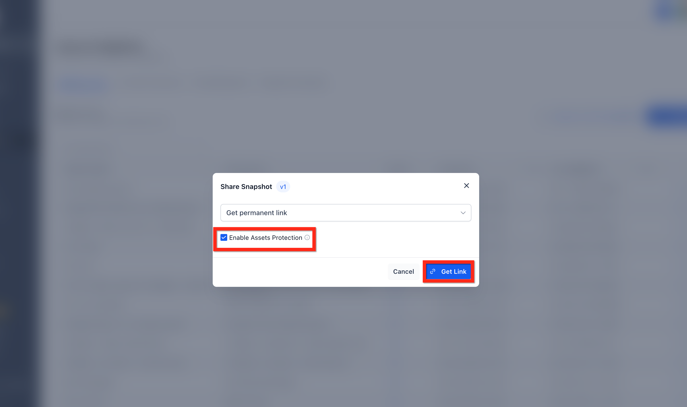 Generated Snapshot share link ready to copy
