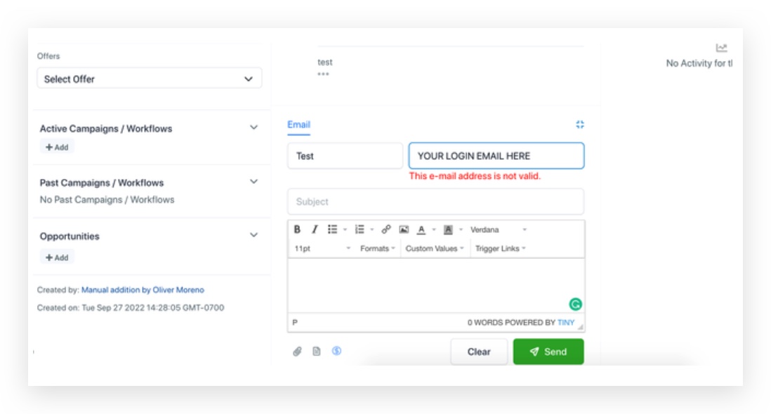 SMTP sender email configuration screenshot