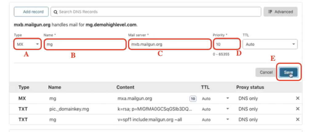 Add second MX record form in Cloudflare
