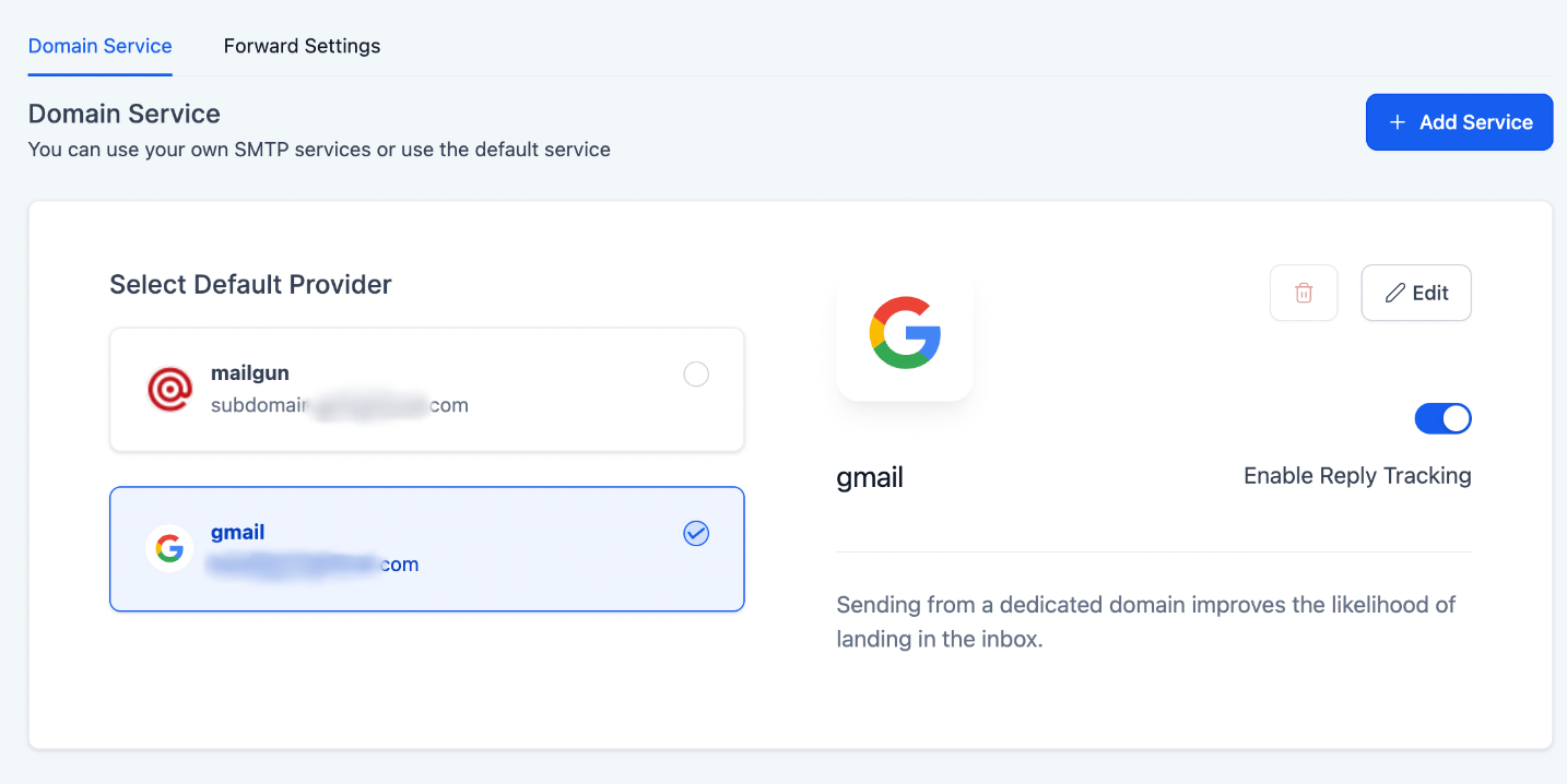 Reply tracking SMTP screenshot