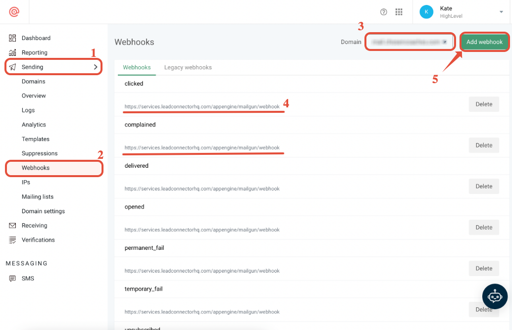 Mailgun webhooks configuration