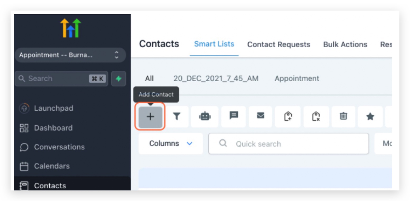 Add Contact button
