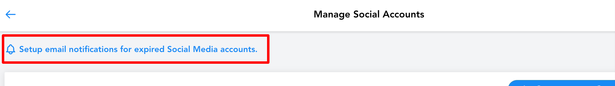 Social Planner reconnect expired token notification — example 2