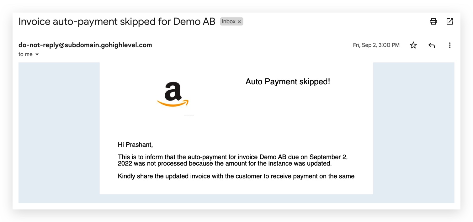 Skipping auto-payment because amount was manually updated