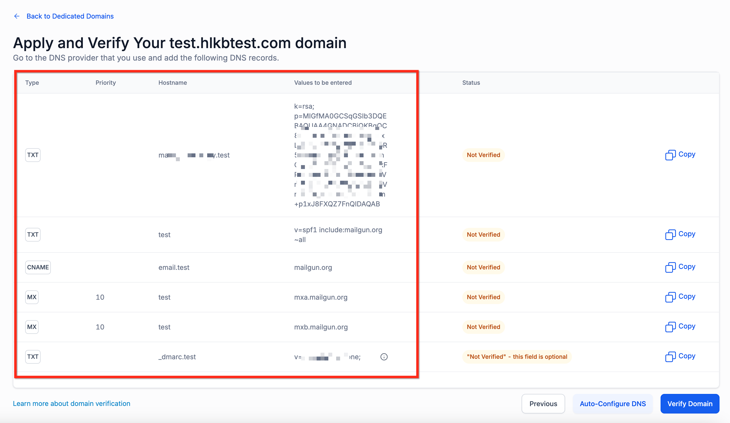 DNS Records example