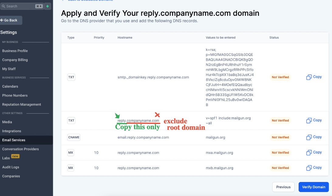 Host name field in Google Domains — enter subdomain prefix only